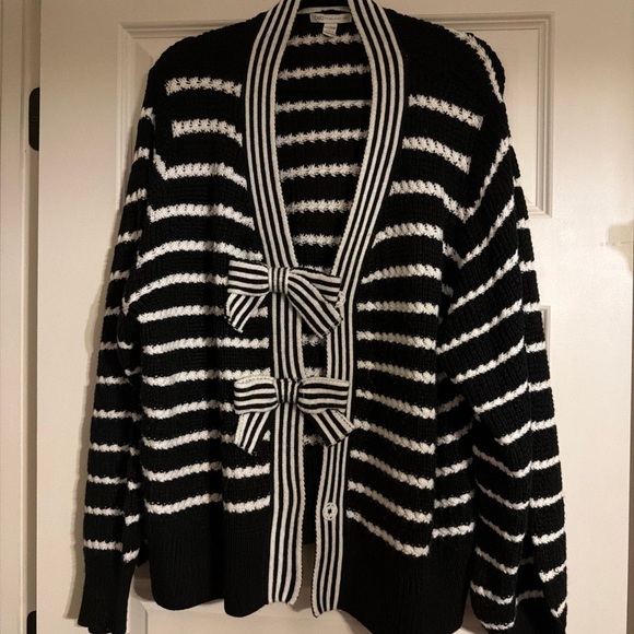 Cato Sweaters - Cato Black and White Striped Sweater